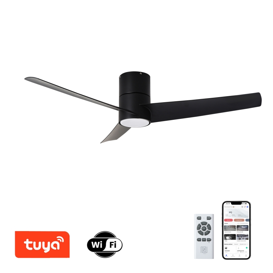 ZEVENTI - LED-plafondventilator BARROSA LED/18W/230V 3000/4000/6000K Wi-Fi Tuya zwart + afstandsbediening