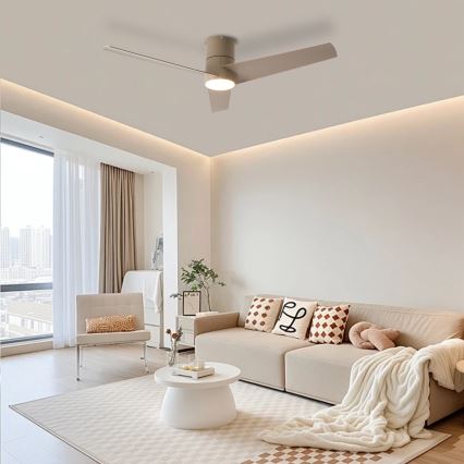 ZEVENTI - LED Plafondventilator BARROSA LED/18W/230V 3000/4000/6000K Wi-Fi Tuya beige + afstandsbediening