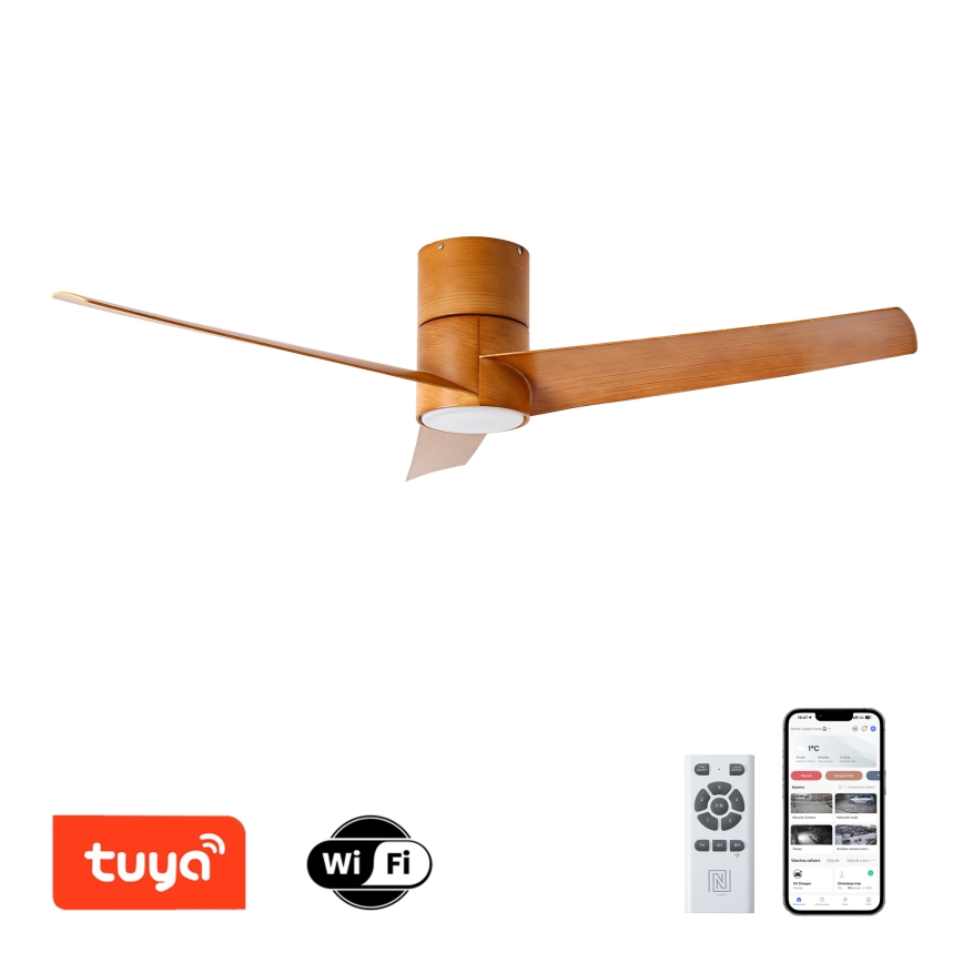 ZEVENTI - LED-plafondventilator BARROSA LED/18W/230V 3000/4000/6000K Wi-Fi Tuya bruin + afstandsbediening