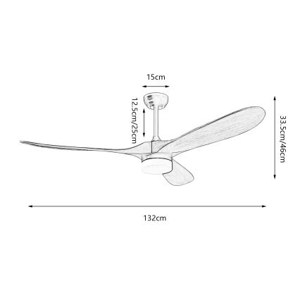 ZEVENTI - LED dimbare plafondventilator GINOSA LED/18W/230V 3000-6000K Wi-Fi Tuya zwart/eiken + afstandsbediening