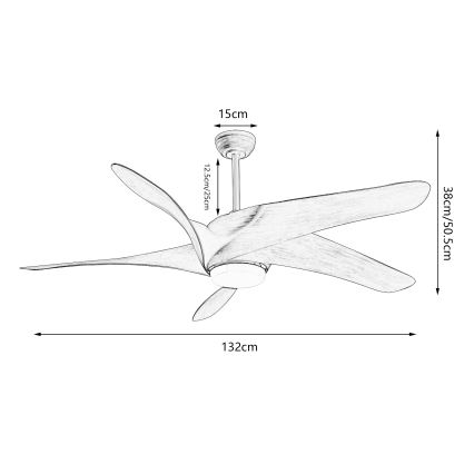 ZEVENTI - LED dimbare plafondventilator LUCCA LED/18W/230V 3000-6000K Wi-Fi Tuya bruin + afstandsbediening