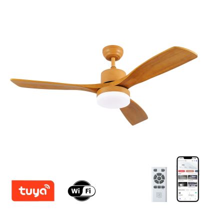 ZEVENTI - LED dimbare plafondventilator MARE LED/24W/230V 3000-6000K Wi-Fi Tuya eiken + afstandsbediening