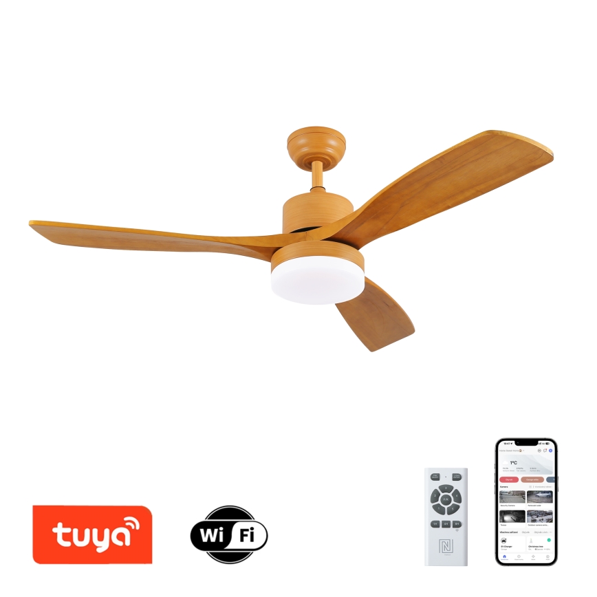 ZEVENTI - LED dimbare plafondventilator MARE LED/24W/230V 3000-6000K Wi-Fi Tuya eiken + afstandsbediening