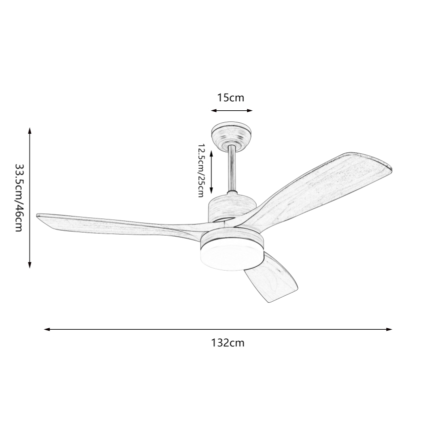 ZEVENTI - LED dimbare plafondventilator MARE LED/24W/230V 3000-6000K Wi-Fi Tuya eiken + afstandsbediening