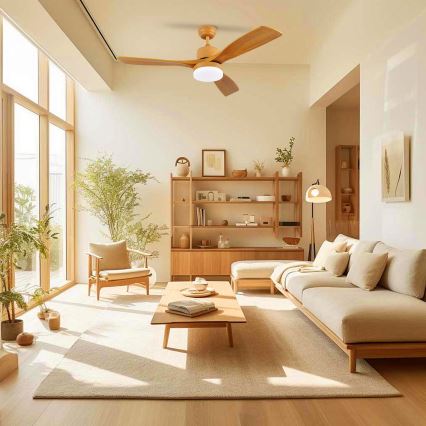 ZEVENTI - LED plafondventilator MARE LED/24W/230V 3000/4000/6000K Wi-Fi Tuya eiken + afstandsbediening