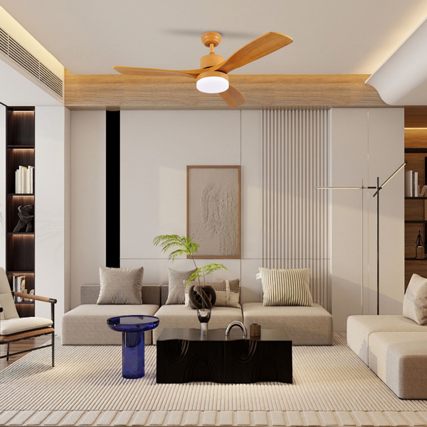 ZEVENTI - LED plafondventilator MARE LED/24W/230V 3000/4000/6000K Wi-Fi Tuya eiken + afstandsbediening