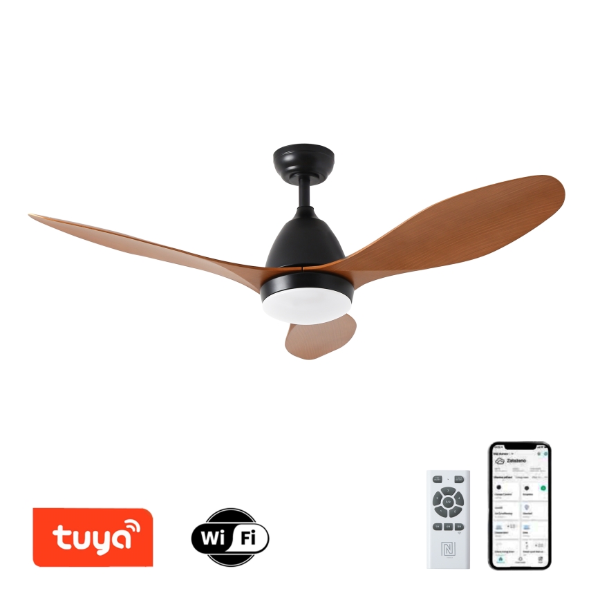 ZEVENTI - LED dimbare plafondventilator MURO LED/18W/230V 3000-6000K Wi-Fi Tuya zwart + afstandsbediening