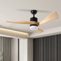 ZEVENTI - LED plafondventilator NATURITO LED/18W/230V 3000/4000/6000K Wi-Fi Tuya zwart/eiken + afstandsbediening