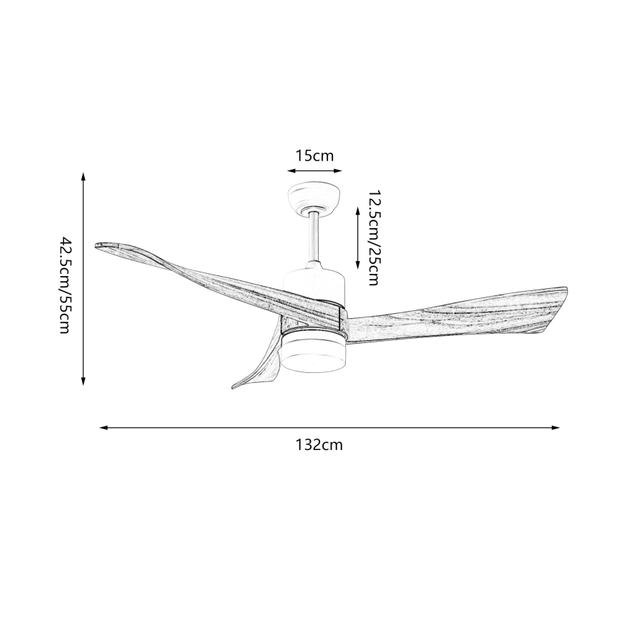 ZEVENTI - LED plafondventilator NATURITO LED/18W/230V 3000/4000/6000K Wi-Fi Tuya wit/eiken + afstandsbediening