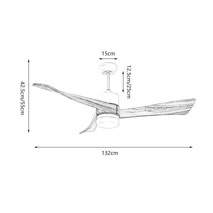 ZEVENTI - LED plafondventilator NATURITO LED/18W/230V 3000/4000/6000K Wi-Fi Tuya zwart/eiken + afstandsbediening