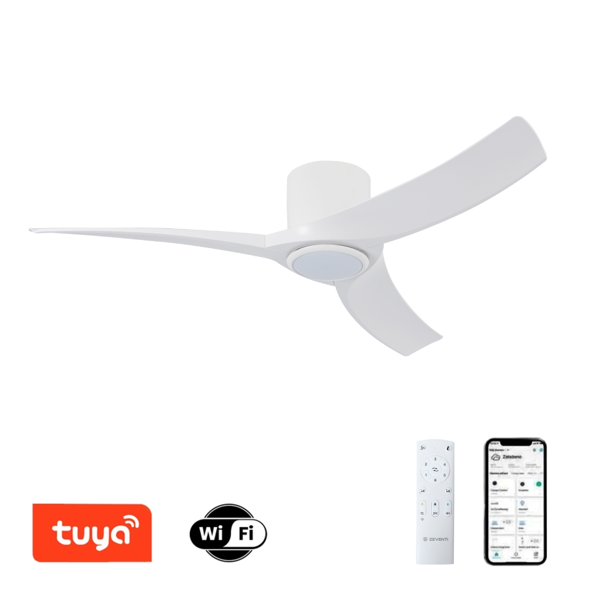 ZEVENTI - Dimbare LED-plafondventilator ORBITO LED/24W/230V 3000/4000/6000K Wi-Fi Tuya wit + afstandsbediening