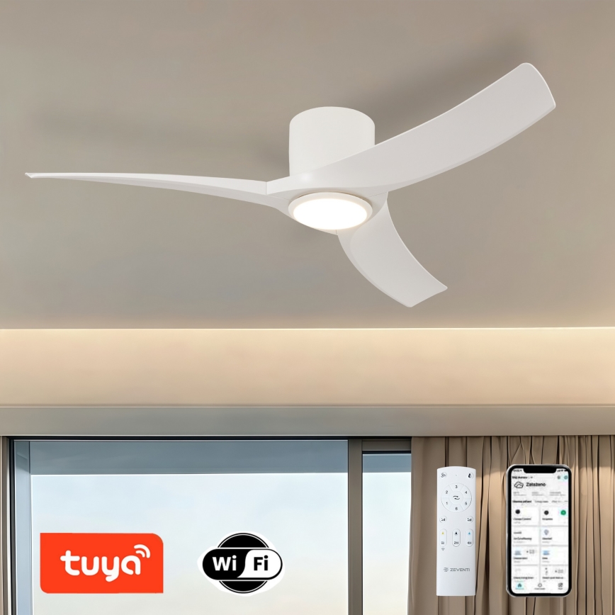 ZEVENTI - Dimbare LED-plafondventilator ORBITO LED/24W/230V 3000/4000/6000K Wi-Fi Tuya wit + afstandsbediening