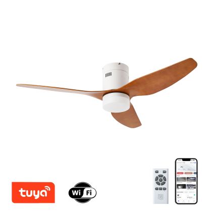 ZEVENTI - LED Plafondventilator PADUA LED/18W/230V 3000-6000K Wi-Fi Tuya wit/bruin + afstandsbediening