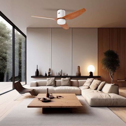 ZEVENTI - LED Plafondventilator PADUA LED/18W/230V 3000-6000K Wi-Fi Tuya wit/bruin + afstandsbediening