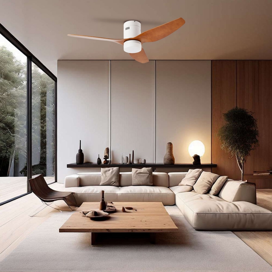ZEVENTI - LED Plafondventilator PADUA LED/18W/230V 3000-6000K Wi-Fi Tuya wit/bruin + afstandsbediening