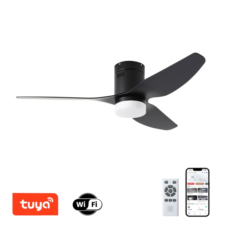 ZEVENTI - LED dimbare plafondventilator PADUA LED/18W/230V 3000-6000K Wi-Fi Tuya zwart + afstandsbediening