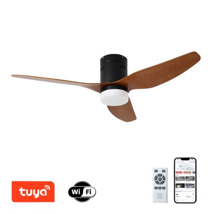 ZEVENTI - LED dimbare plafondventilator PADUA LED/18W/230V 3000-6000K Wi-Fi Tuya zwart/bruin + afstandsbediening