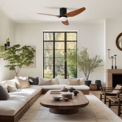 ZEVENTI - LED plafondventilator PADUA LED/18W/230V 3000/4000/6000K Wi-Fi Tuya zwart/bruin + afstandsbediening