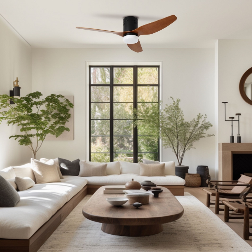 ZEVENTI - LED plafondventilator PADUA LED/18W/230V 3000/4000/6000K Wi-Fi Tuya zwart/bruin + afstandsbediening