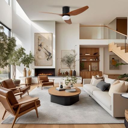 ZEVENTI - LED plafondventilator PADUA LED/18W/230V 3000/4000/6000K Wi-Fi Tuya zwart/bruin + afstandsbediening