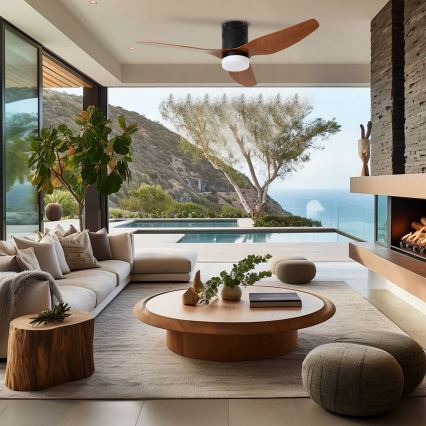 ZEVENTI - LED plafondventilator PADUA LED/18W/230V 3000/4000/6000K Wi-Fi Tuya zwart/bruin + afstandsbediening