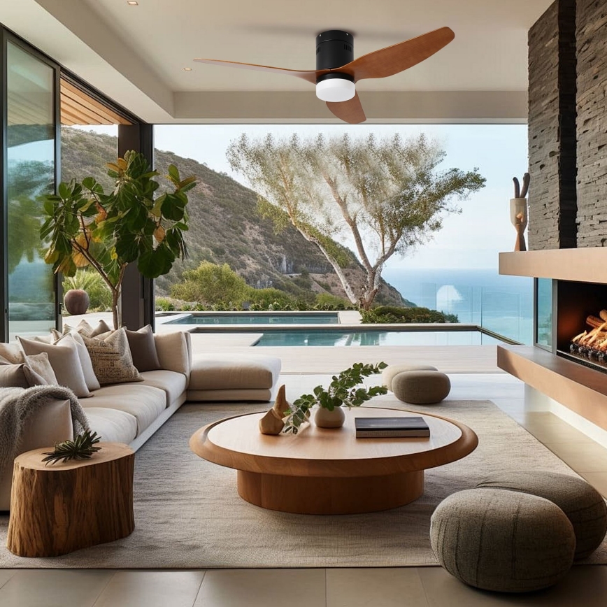 ZEVENTI - LED plafondventilator PADUA LED/18W/230V 3000/4000/6000K Wi-Fi Tuya zwart/bruin + afstandsbediening