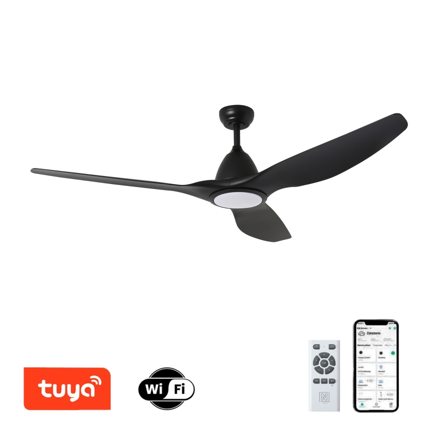 ZEVENTI - LED dimbare plafondventilator URBINO LED/20W/230V 3000-6000K Wi-Fi Tuya zwart + afstandsbediening