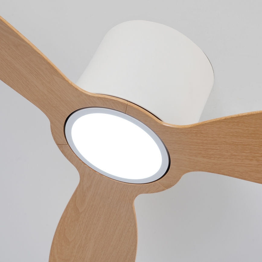 ZEVENTI - Dimbare LED-plafondventilator VENTORA LED/24W/230V 3000/4000/6000K Wi-Fi Tuya wit/eiken + afstandsbediening