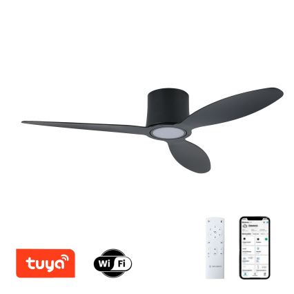 ZEVENTI - LED-dimbare plafondventilator VENTORA LED/24W/230V 3000/4000/6000K Wi-Fi Tuya zwart + afstandsbediening