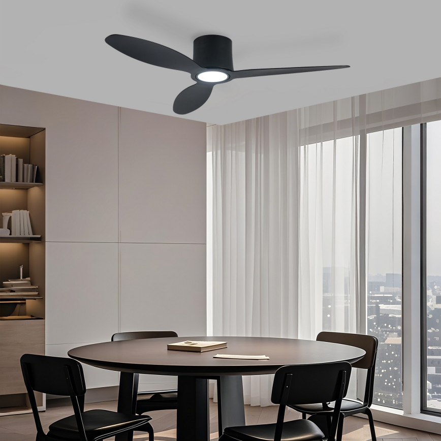 ZEVENTI - LED-dimbare plafondventilator VENTORA LED/24W/230V 3000/4000/6000K Wi-Fi Tuya zwart + afstandsbediening
