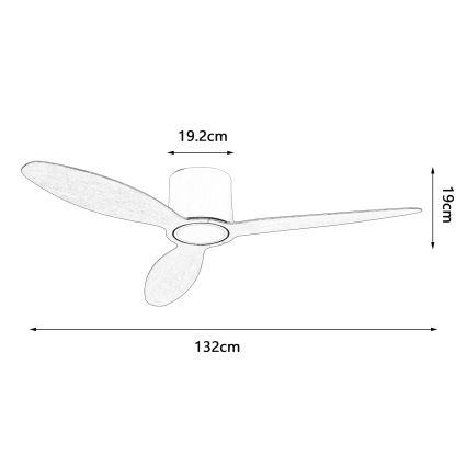 ZEVENTI - Dimbare LED-plafondventilator VENTORA LED/24W/230V 3000/4000/6000K Wi-Fi Tuya wit/eiken + afstandsbediening