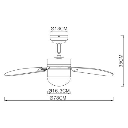 ZEVENTI - Plafondventilator FAMARA 1xE14/60W/230V wit