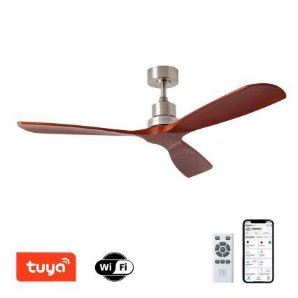 ZEVENTI - Plafondventilator LIONI Wi-Fi Tuya mat chroom/eiken + afstandsbediening