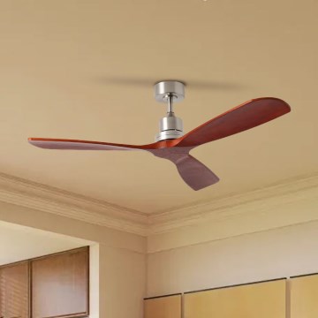 ZEVENTI - Plafondventilator LIONI Wi-Fi Tuya mat chroom/eiken + afstandsbediening