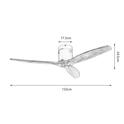 ZEVENTI - Plafondventilator SPELLO Wi-Fi Tuya zwart/eiken + afstandsbediening