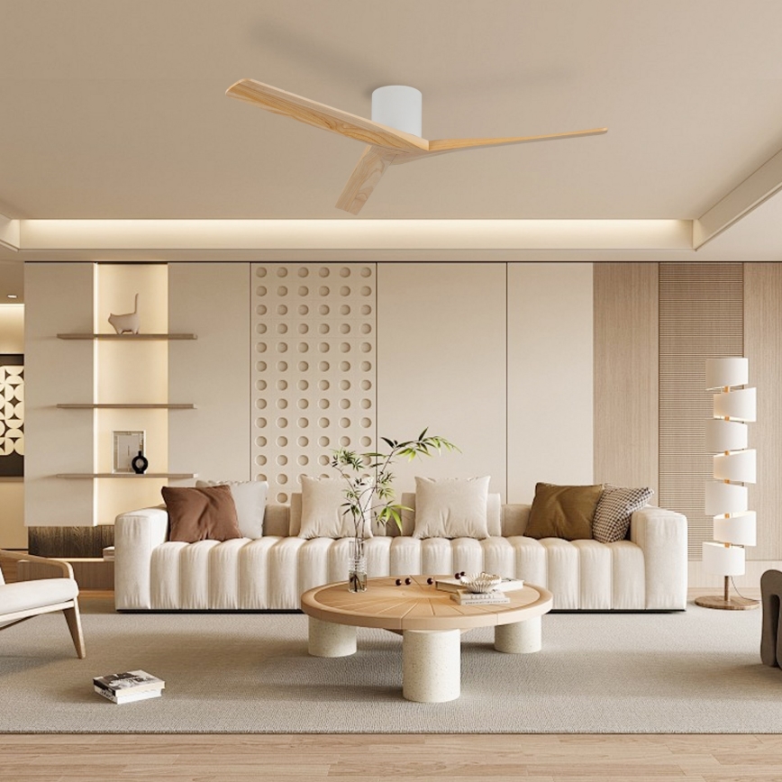 ZEVENTI - Plafondventilator VELLON Wi‑Fi Tuya wit/paulownia + afstandsbediening