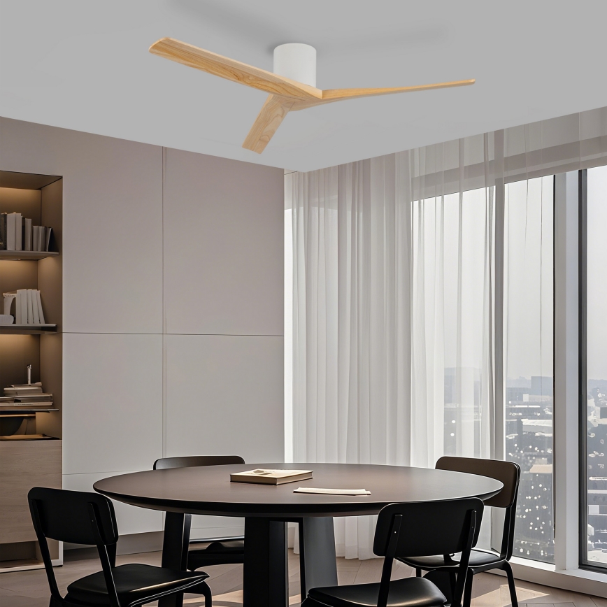 ZEVENTI - Plafondventilator VELLON Wi‑Fi Tuya wit/paulownia + afstandsbediening