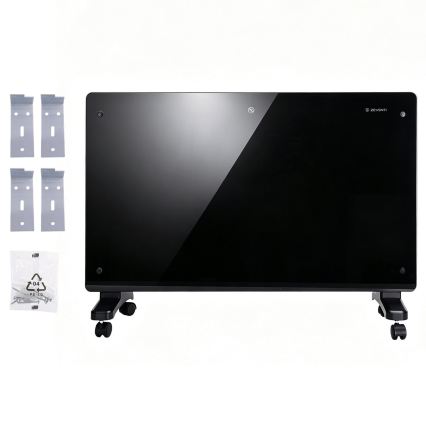ZEVENTI - Slimme wandgemonteerde elektrische directe kachel/convector met LCD-display 1000/2000W/230V Wi-Fi zwart