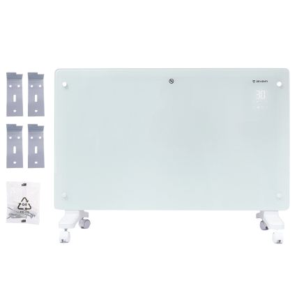 ZEVENTI - Slimme wandgemonteerde elektrische directe verwarming/convectorkachel met LCD-display 1000/2000W/230V Wi‑Fi wit