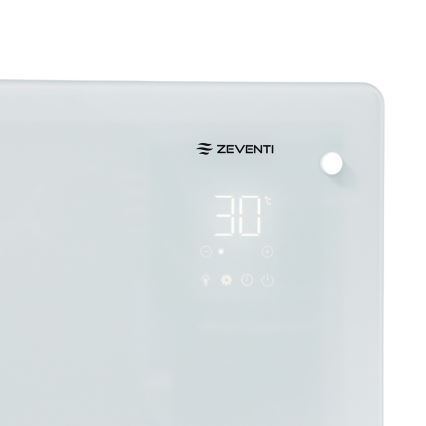 ZEVENTI - Slimme wandgemonteerde elektrische directe verwarming/convectorkachel met LCD-display 1000/2000W/230V Wi‑Fi wit