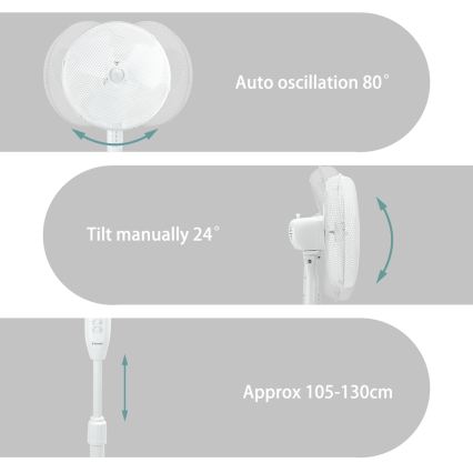 ZEVENTI - Vloerventilator FLOW 40W/230V wit