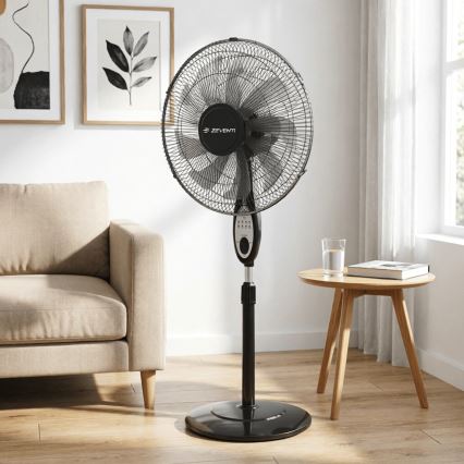 ZEVENTI - Staande ventilator FLOW 55W/230V 130 cm zwart + afstandsbediening