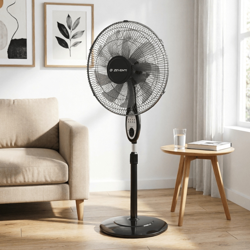 ZEVENTI - Staande ventilator FLOW 55W/230V 130 cm zwart + afstandsbediening