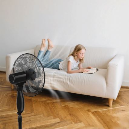 ZEVENTI - Staande ventilator FLOW 55W/230V 130 cm zwart + afstandsbediening