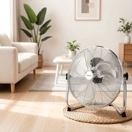 ZEVENTI - Vloerventilator FLOW 60W/230V 44,5 cm glanzend chroom
