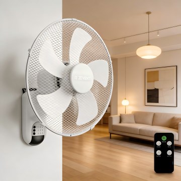 ZEVENTI - Wandventilator FANNY 45W/230V Ø 41 cm wit + afstandsbediening