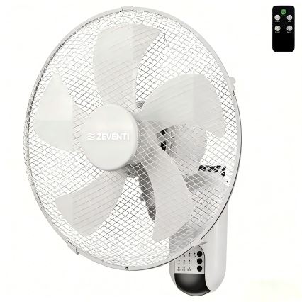 ZEVENTI - Wandventilator FANNY 45W/230V Ø 41 cm wit + afstandsbediening