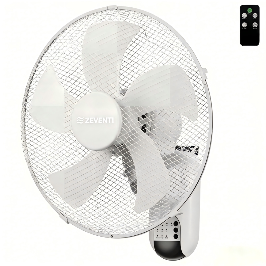 ZEVENTI - Wandventilator FANNY 45W/230V Ø 41 cm wit + afstandsbediening