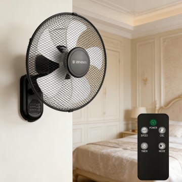 ZEVENTI - Wandventilator FANNY 45W/230V Ø 41 cm zwart + afstandsbediening