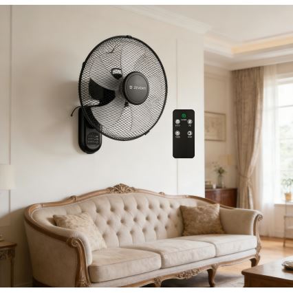 ZEVENTI - Wandventilator FANNY 45W/230V Ø 41 cm zwart + afstandsbediening